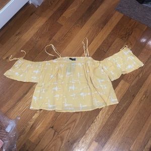 FOREVER 21 yellow cold shoulder top